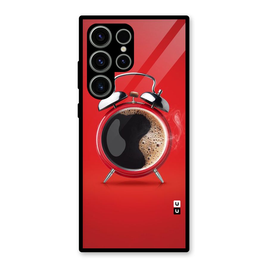 Coffee Clock Glass Back Case for Galaxy S23 Ultra