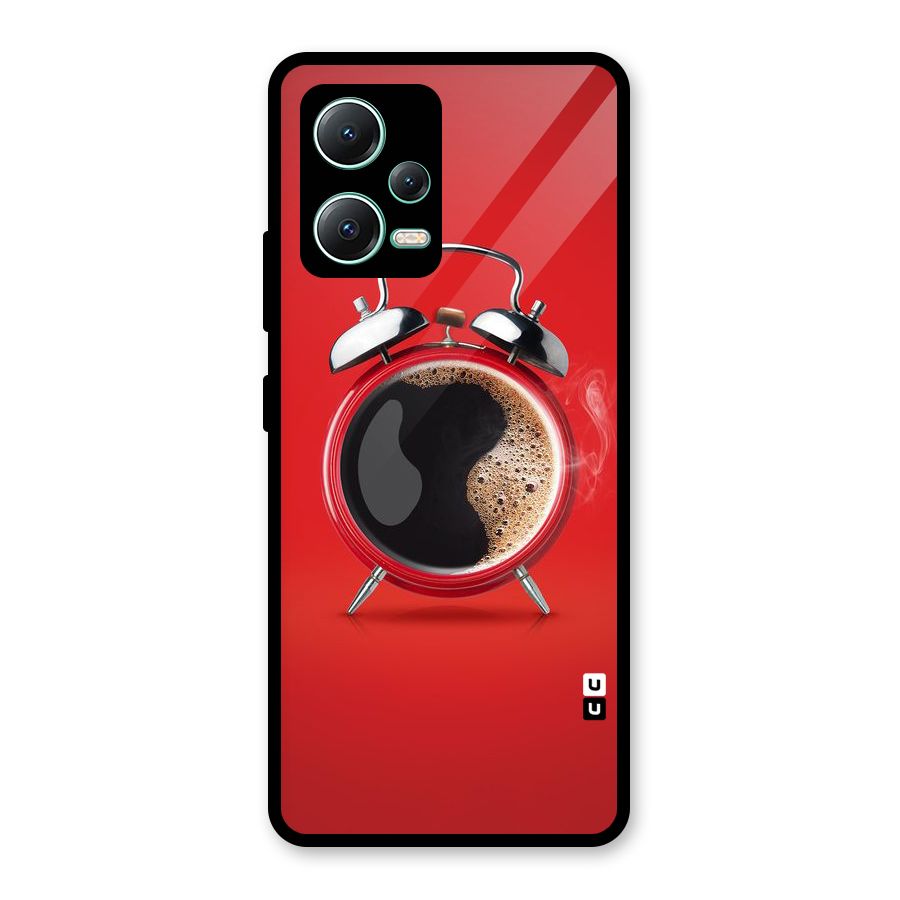 Coffee Clock Glass Back Case for Redmi Note 12 5G