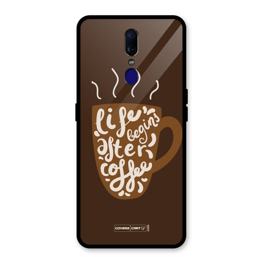 Coffee Mug Glass Back Case for Oppo F11