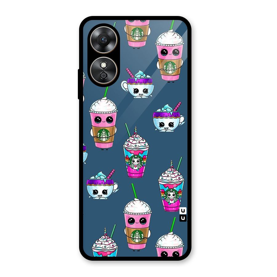 Coffee Mugs Glass Back Case for Oppo A17