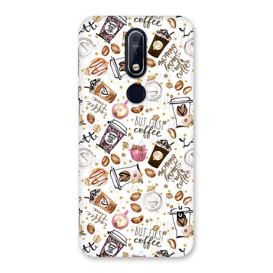 Coffee Pattern Back Case for Nokia 7.1