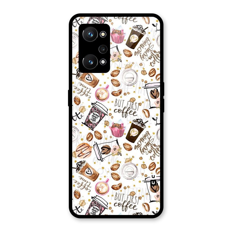 Coffee Pattern Glass Back Case for Realme GT Neo 3T