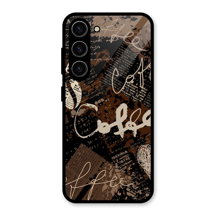 Coffee Scribbles Glass Back Case for Galaxy S23