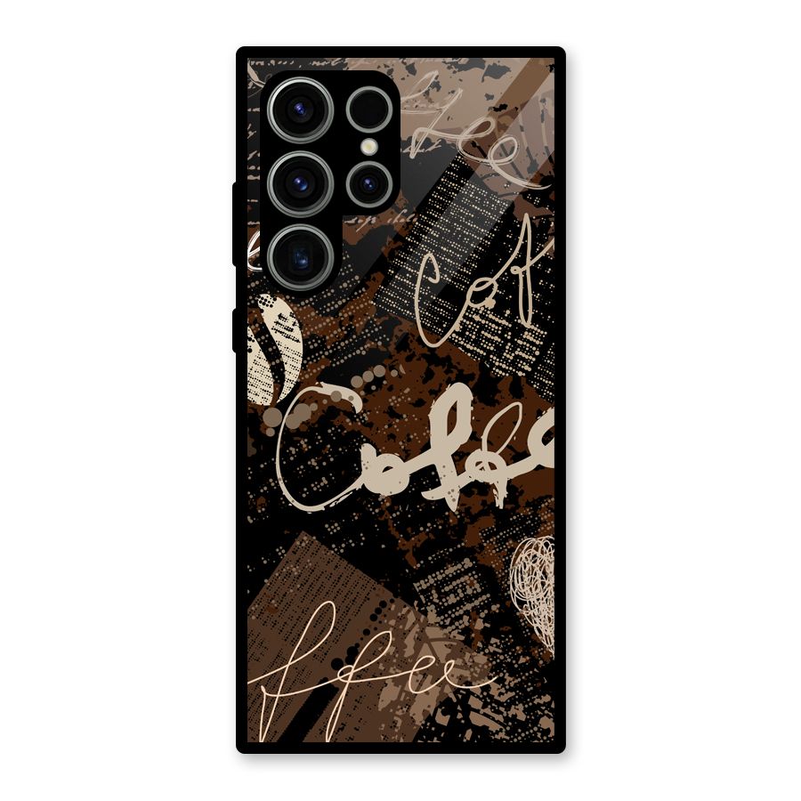 Coffee Scribbles Glass Back Case for Galaxy S23 Ultra