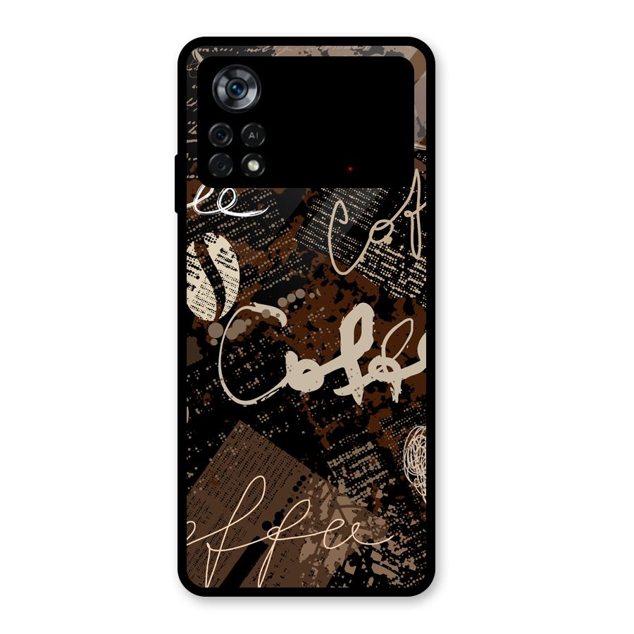 Coffee Scribbles Glass Back Case for Poco X4 Pro 5G