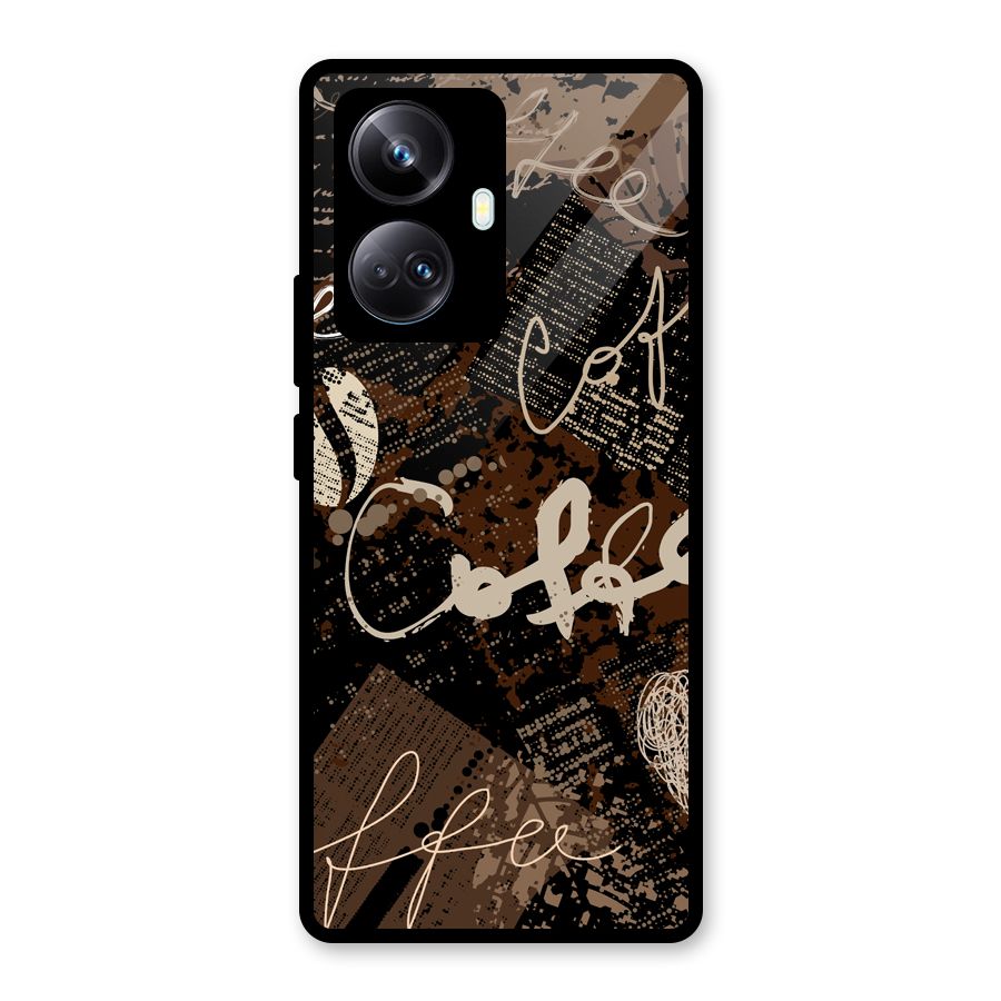Coffee Scribbles Glass Back Case for Realme 10 Pro Plus