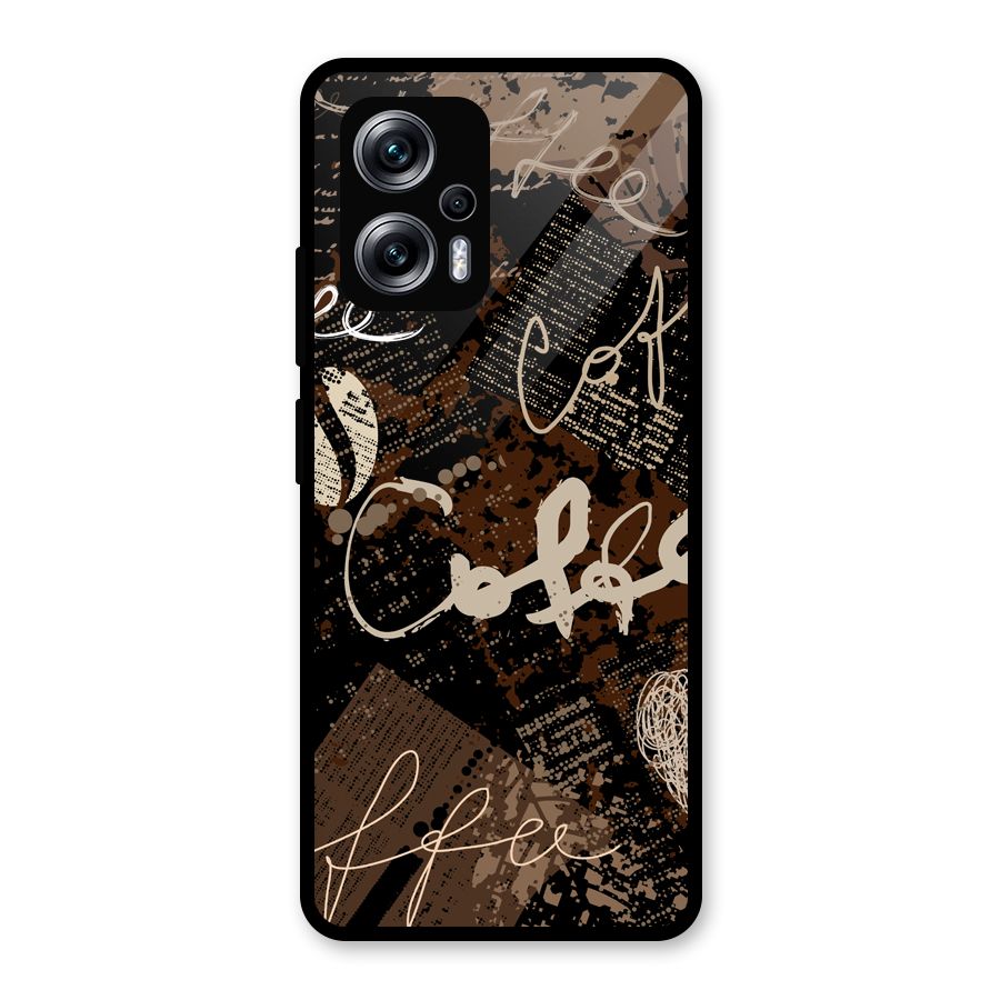 Coffee Scribbles Glass Back Case for Redmi K50i