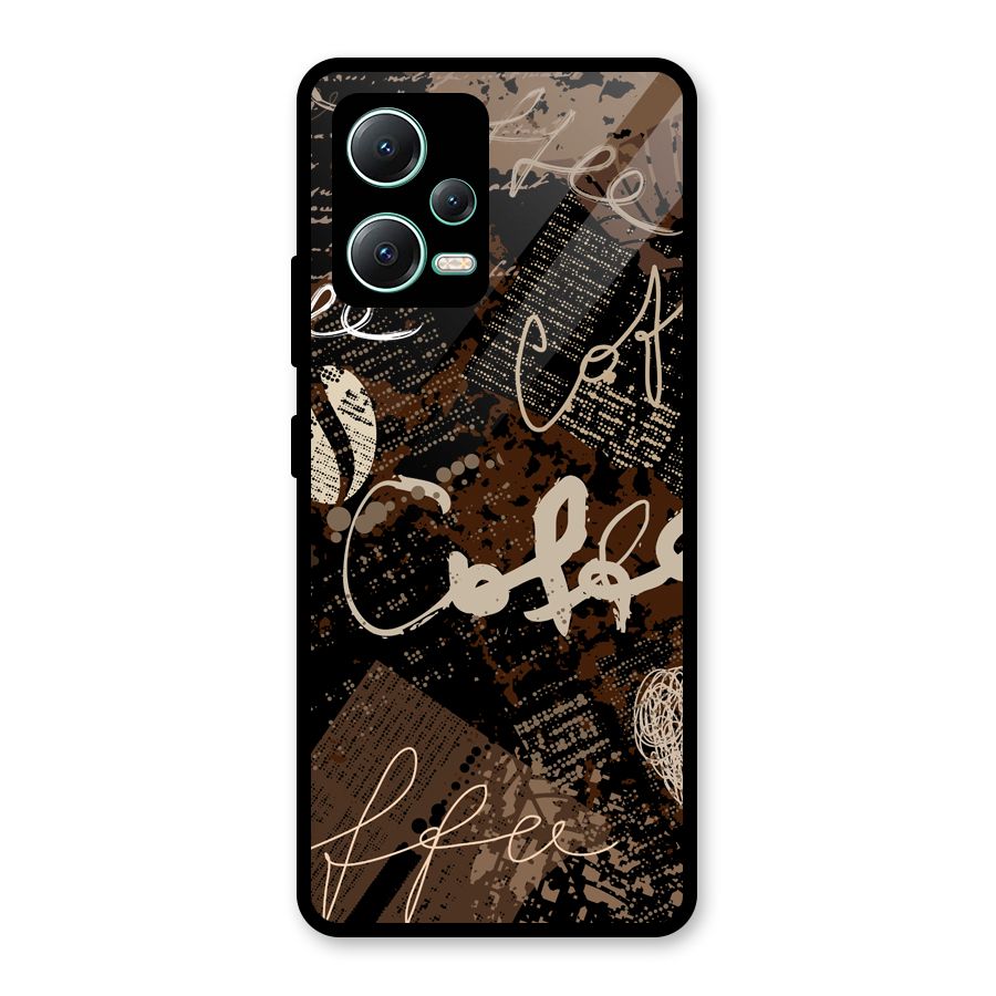 Coffee Scribbles Glass Back Case for Redmi Note 12 5G