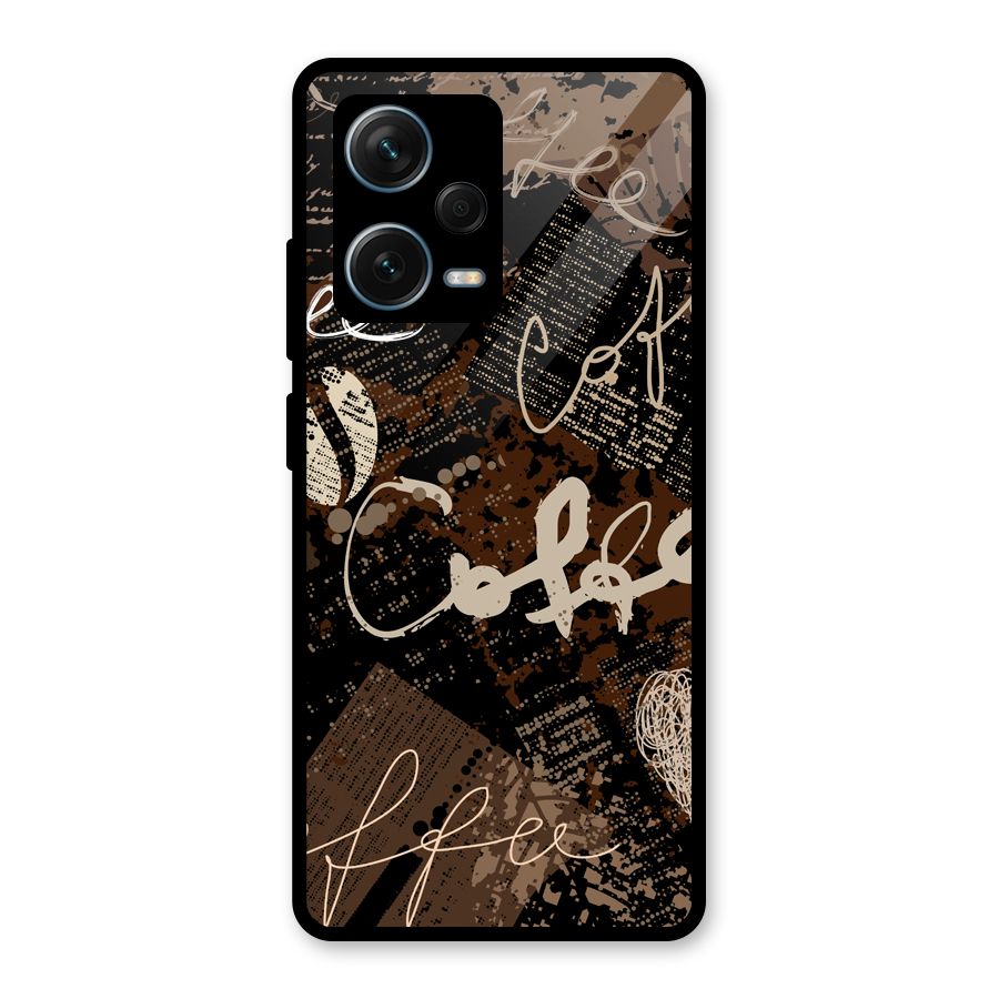 Coffee Scribbles Glass Back Case for Redmi Note 12 Pro Plus 5G