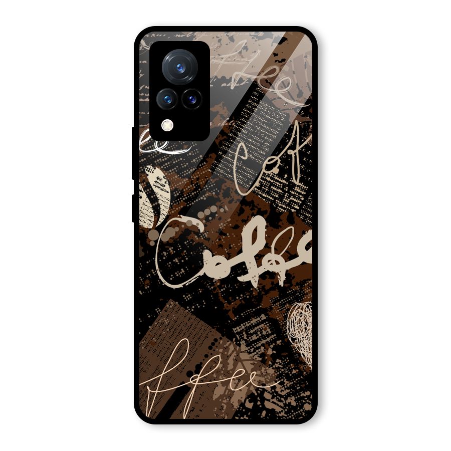 Coffee Scribbles Glass Back Case for Vivo V21 5G