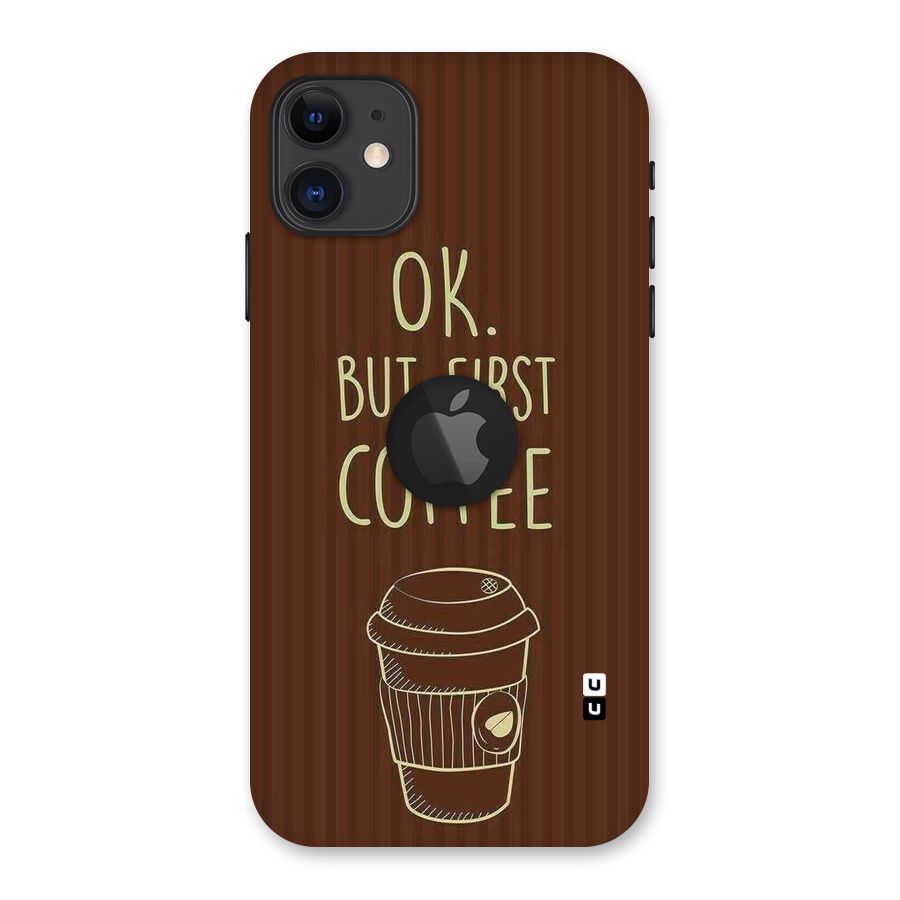 Coffee Stripes Back Case for iPhone 11 Logo Cut