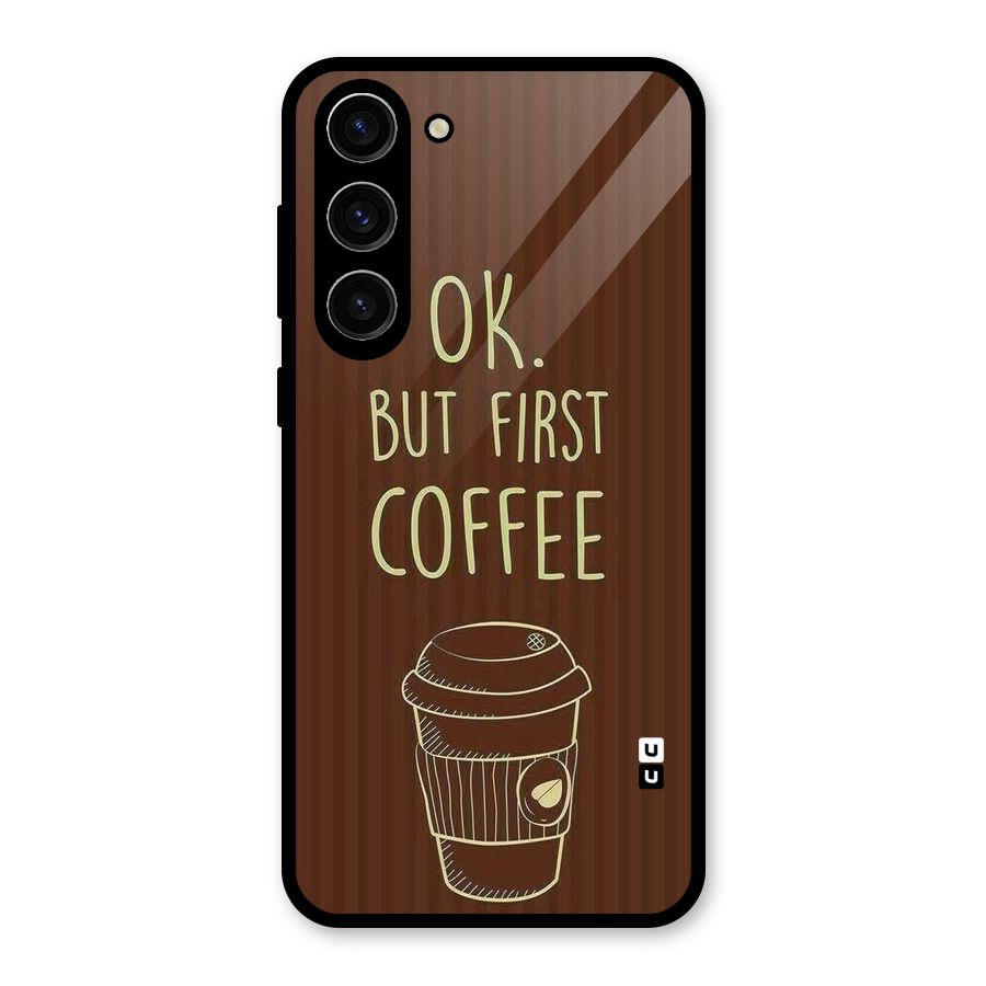 Coffee Stripes Glass Back Case for Galaxy S23 Plus