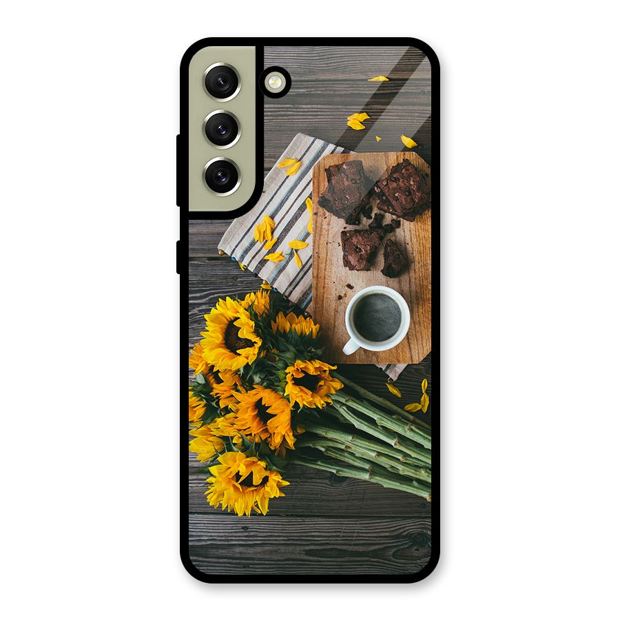 Coffee and Flowers Glass Back Case for Galaxy S21 FE 5G
