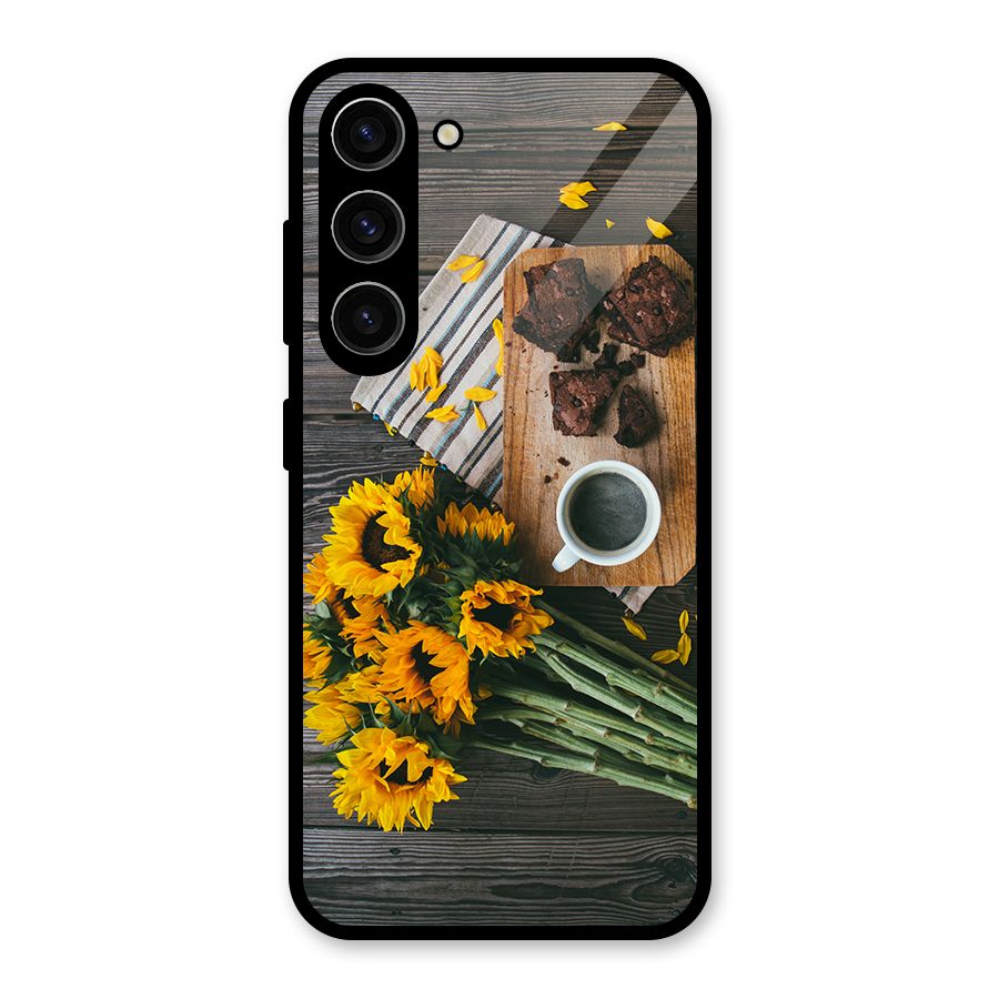 Coffee and Flowers Glass Back Case for Galaxy S23