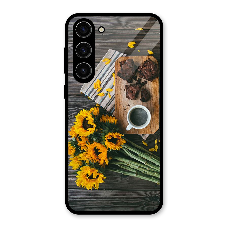 Coffee and Flowers Glass Back Case for Galaxy S23 Plus