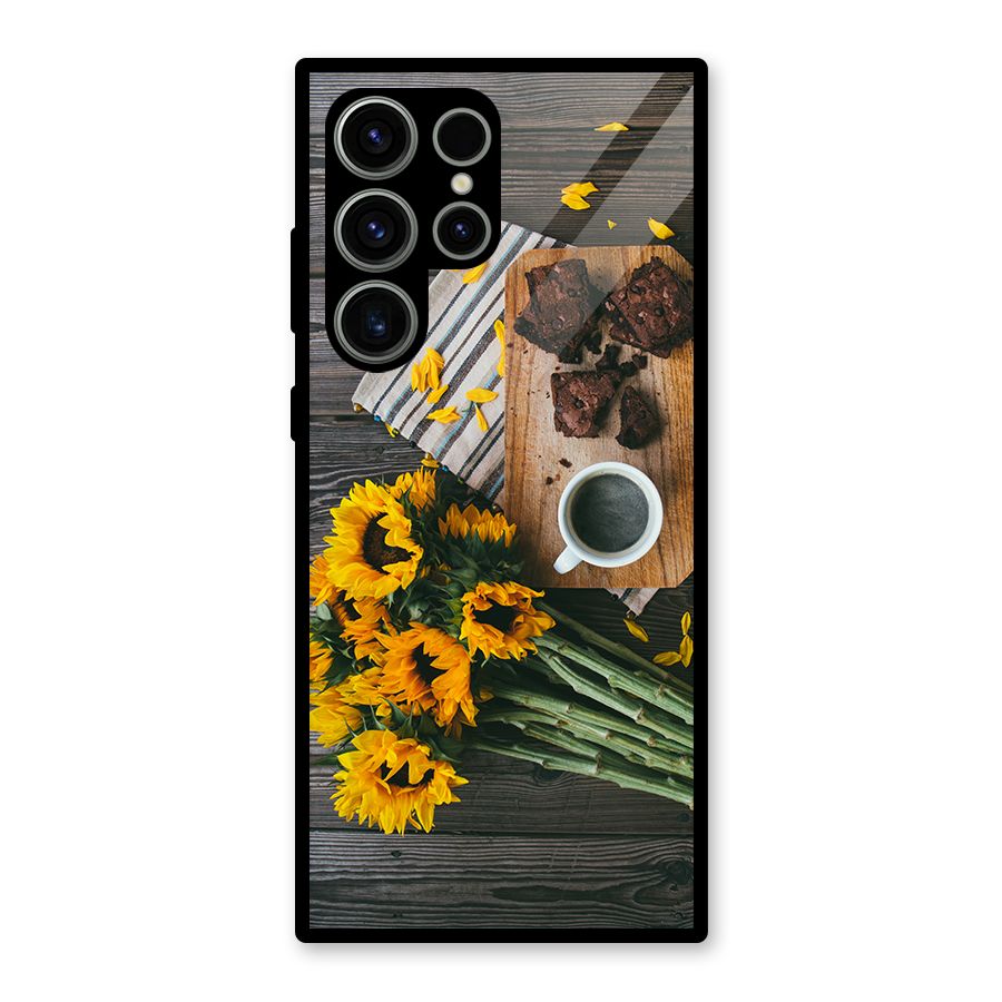 Coffee and Flowers Glass Back Case for Galaxy S23 Ultra