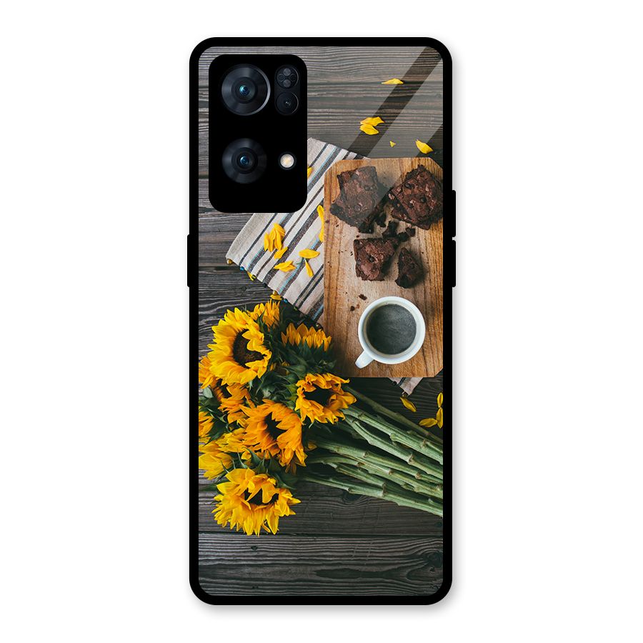 Coffee and Flowers Glass Back Case for Oppo Reno7 Pro 5G