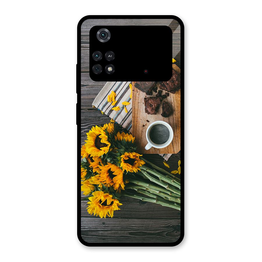 Coffee and Flowers Glass Back Case for Poco M4 Pro 4G