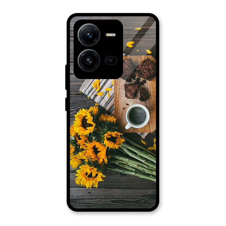 Coffee and Flowers Glass Back Case for Vivo V25