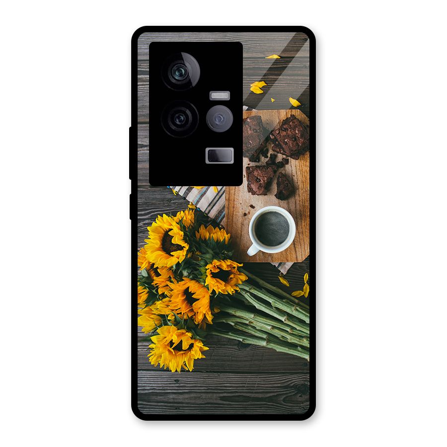 Coffee and Flowers Glass Back Case for Vivo iQOO 11 5G