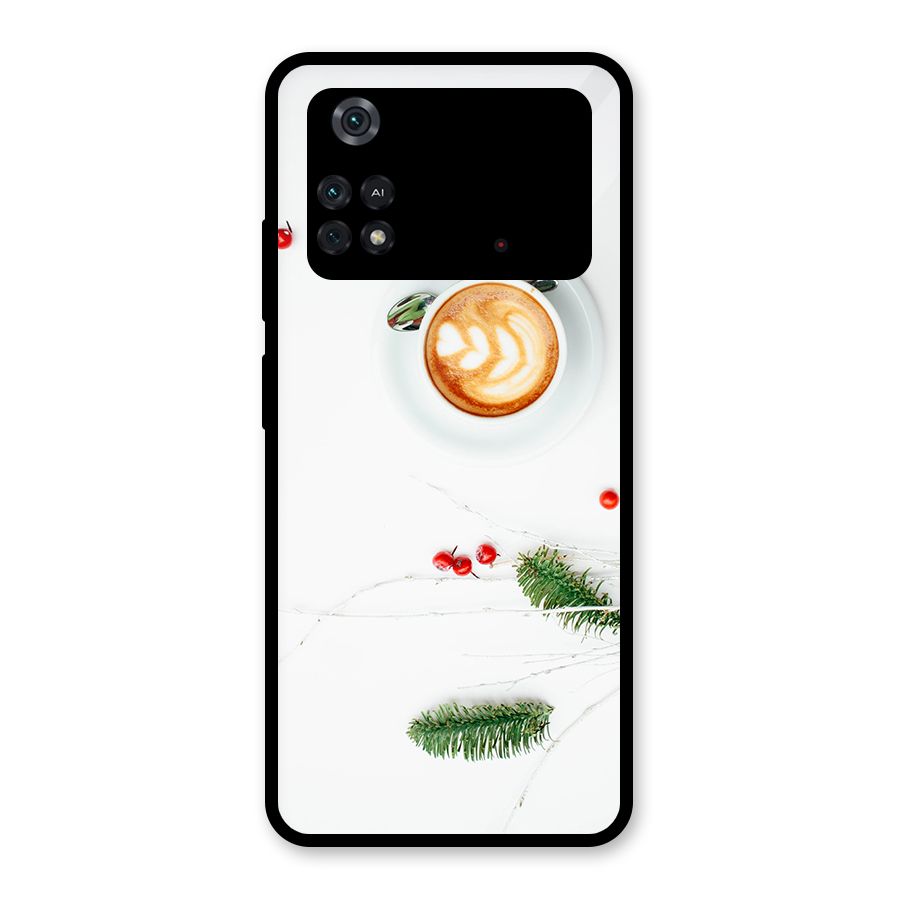 Coffee and Leafs Glass Back Case for Poco M4 Pro 4G