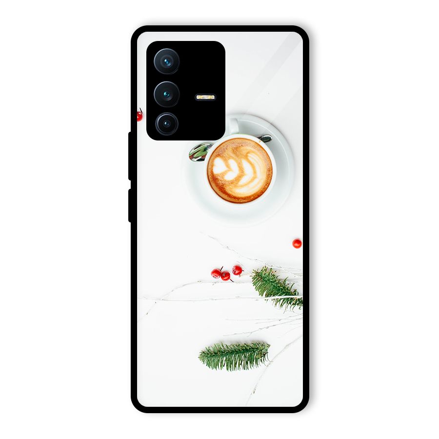 Coffee and Leafs Glass Back Case for Vivo V23 Pro