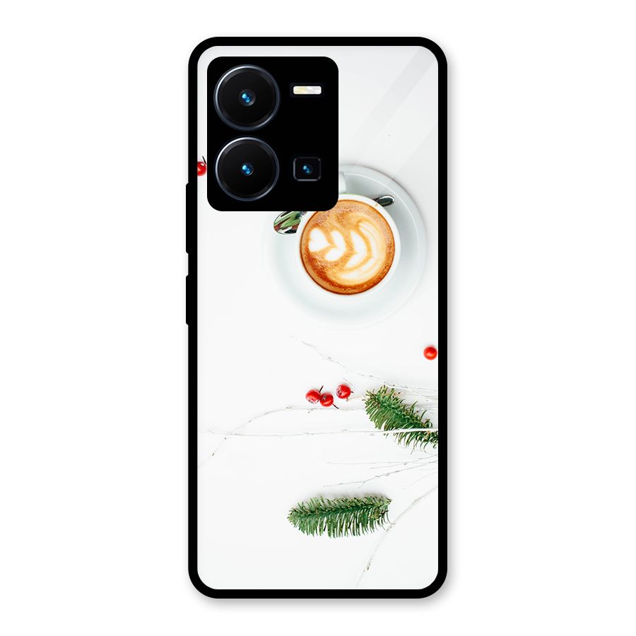 Coffee and Leafs Glass Back Case for Vivo Y35