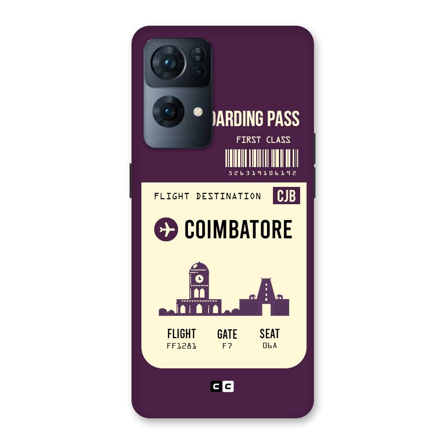 Coimbatore Boarding Pass Back Case for Oppo Reno7 Pro 5G