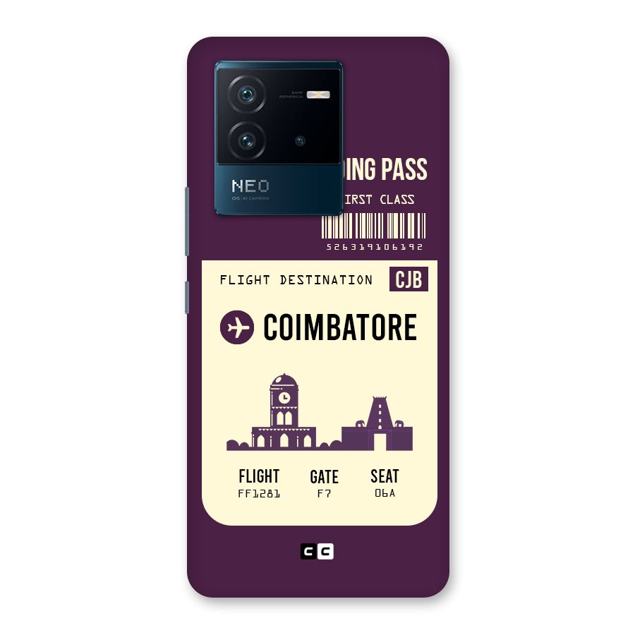 Coimbatore Boarding Pass Back Case for Vivo iQOO Neo 6 5G