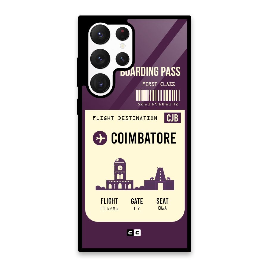 Coimbatore Boarding Pass Glass Back Case for Galaxy S22 Ultra 5G