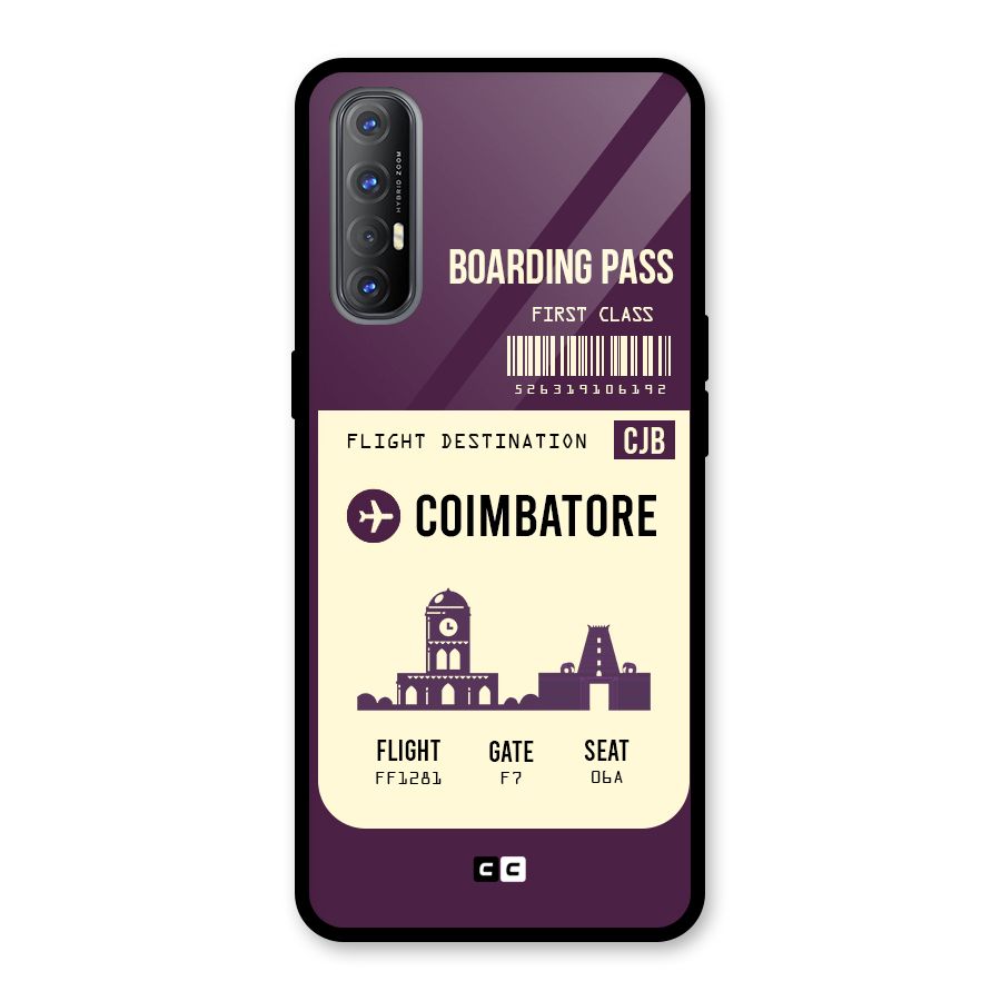 Coimbatore Boarding Pass Glass Back Case for Oppo Reno3 Pro