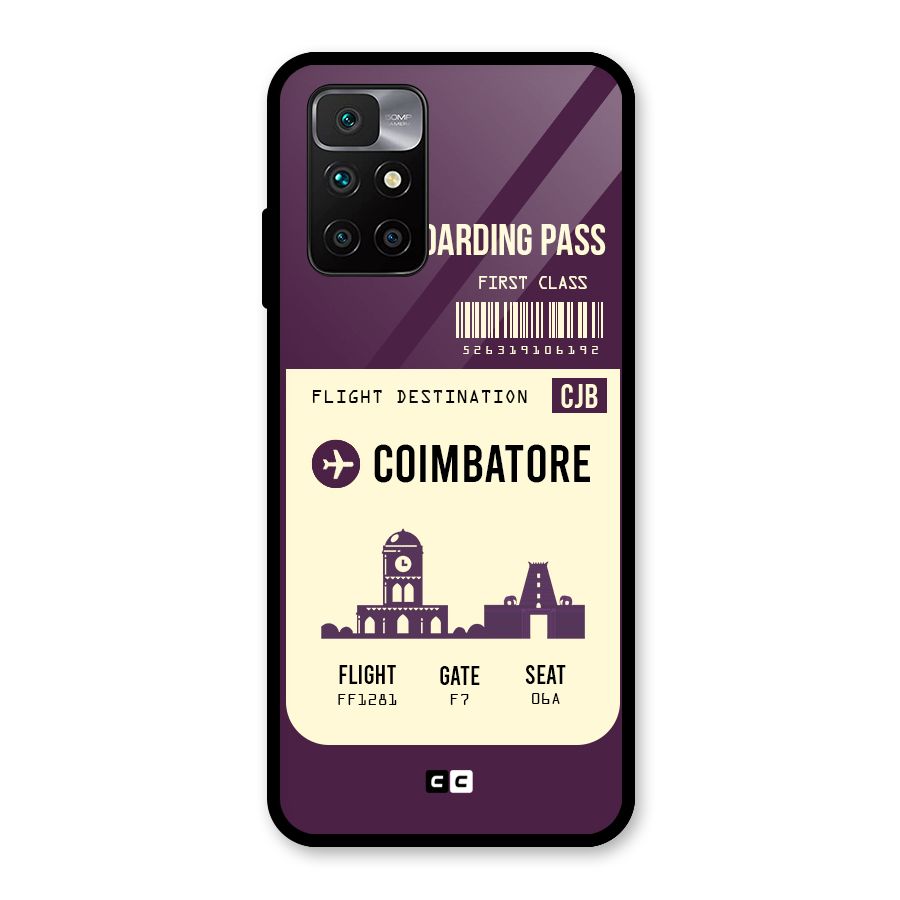 Coimbatore Boarding Pass Glass Back Case for Redmi 10 Prime