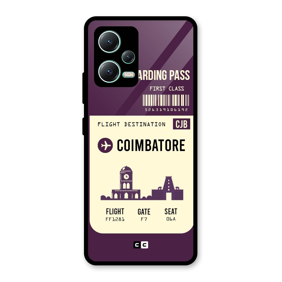 Coimbatore Boarding Pass Glass Back Case for Redmi Note 12 5G
