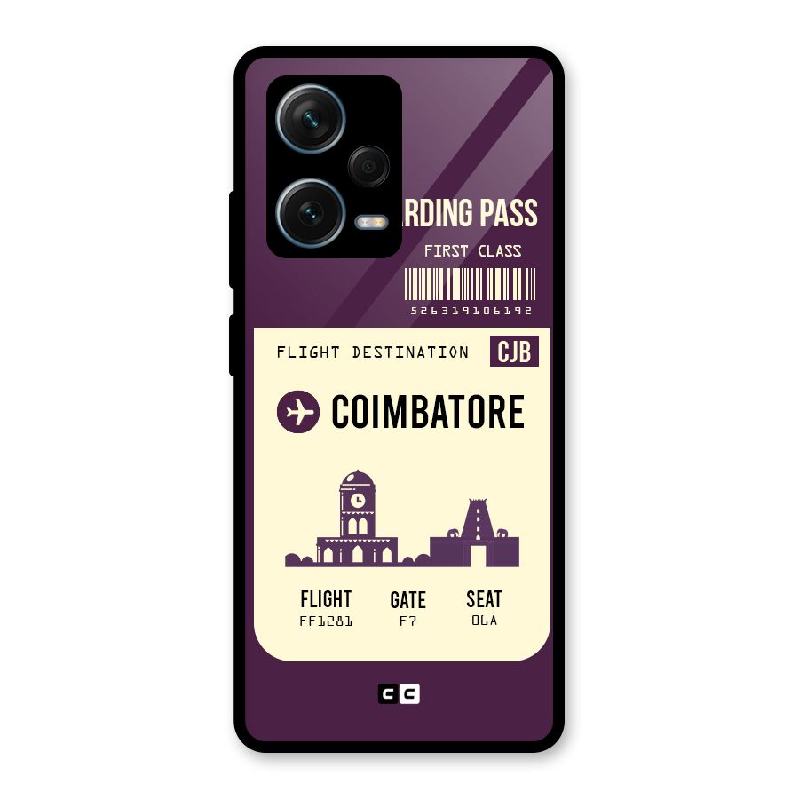 Coimbatore Boarding Pass Glass Back Case for Redmi Note 12 Pro Plus 5G