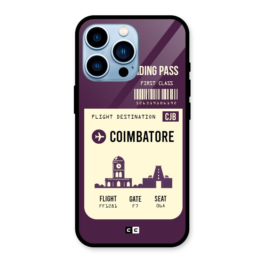 Coimbatore Boarding Pass Glass Back Case for iPhone 13 Pro