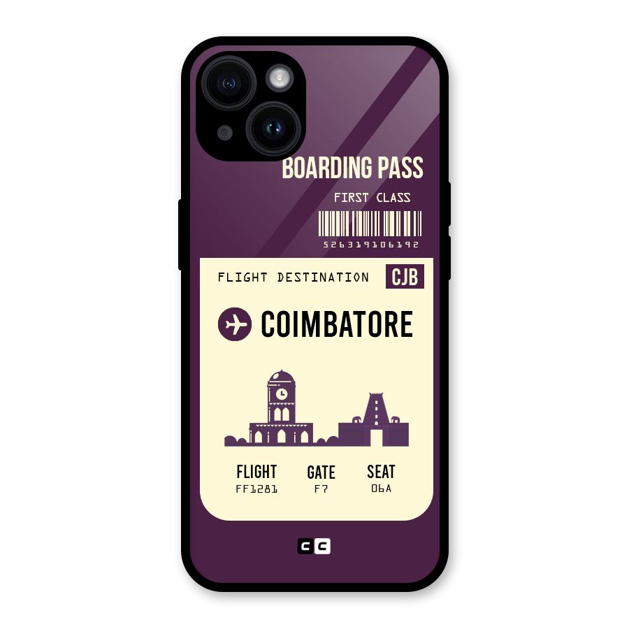 Coimbatore Boarding Pass Glass Back Case for iPhone 14