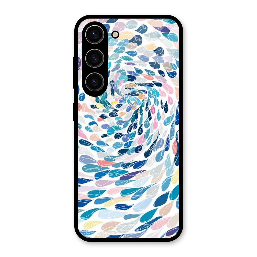 Color Droplets Swirls Glass Back Case for Galaxy S23