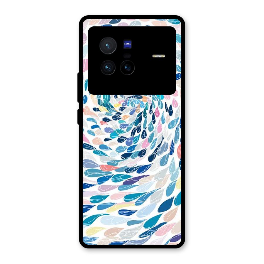 Color Droplets Swirls Glass Back Case for Vivo X80