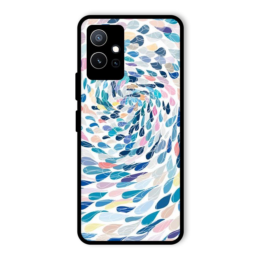 Color Droplets Swirls Glass Back Case for Vivo Y75 5G