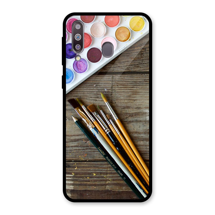 Color Palette and Brush Glass Back Case for Galaxy M30
