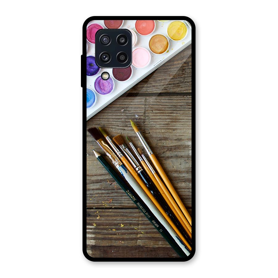 Color Palette and Brush Glass Back Case for Galaxy M32