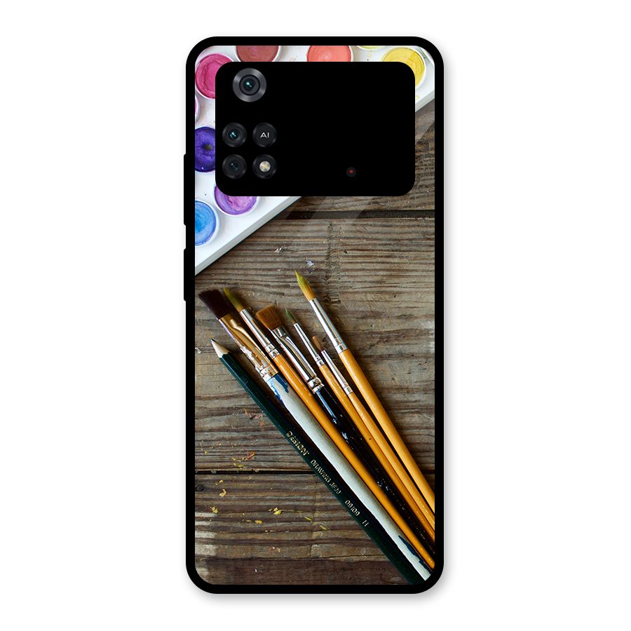 Color Palette and Brush Glass Back Case for Poco M4 Pro 4G