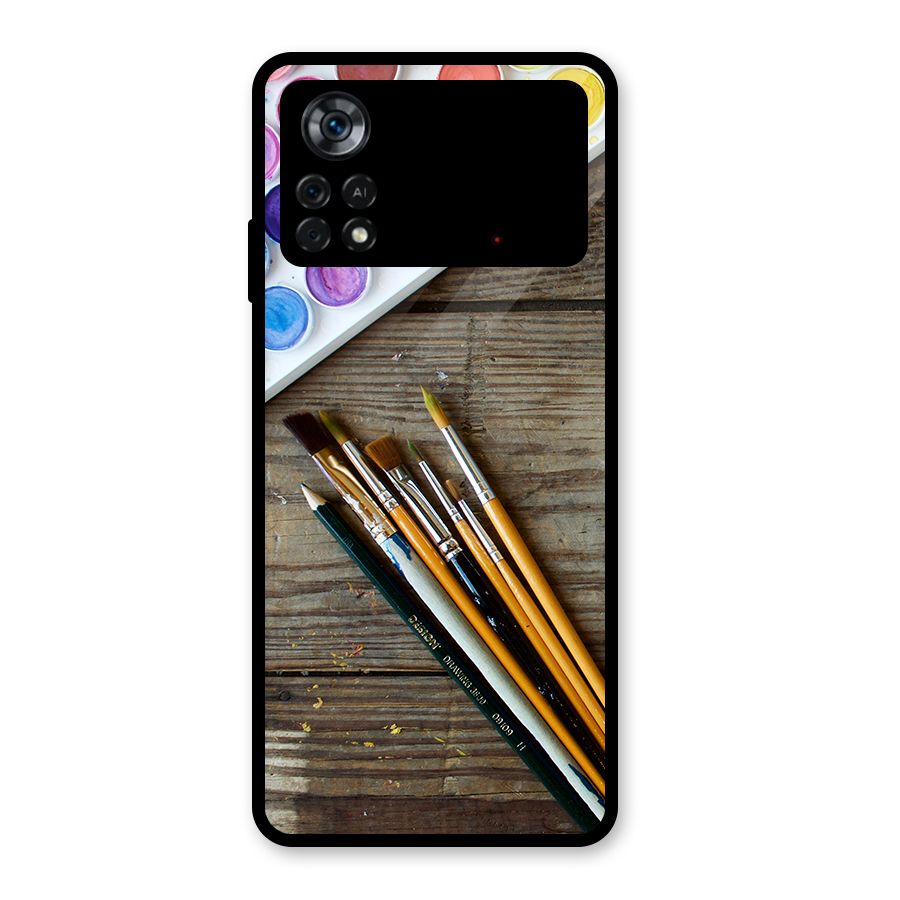 Color Palette and Brush Glass Back Case for Poco X4 Pro 5G