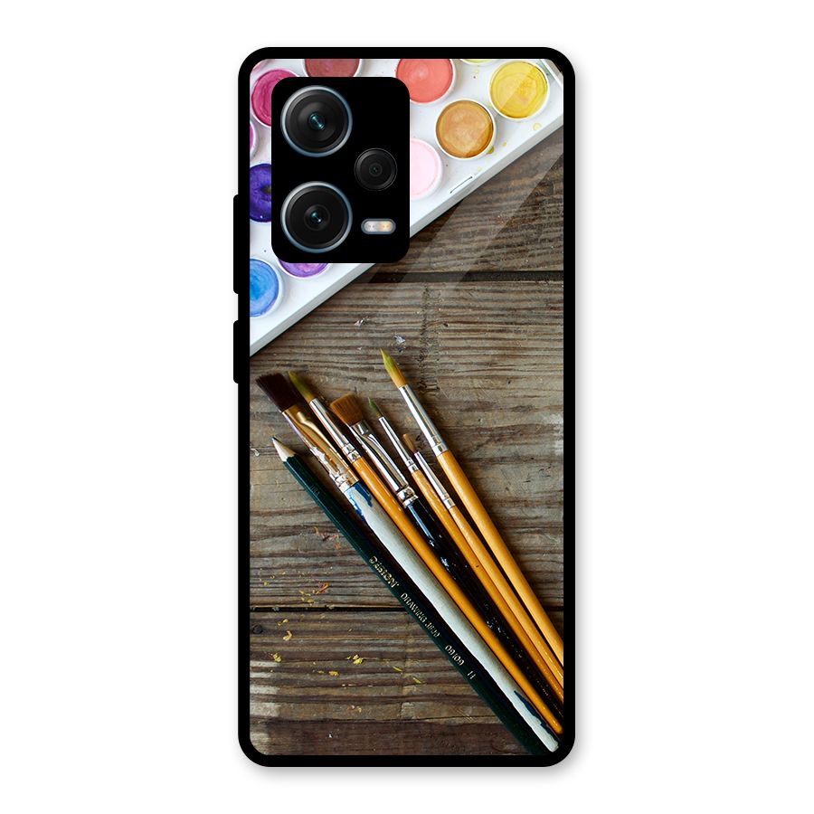 Color Palette and Brush Glass Back Case for Redmi Note 12 Pro Plus 5G