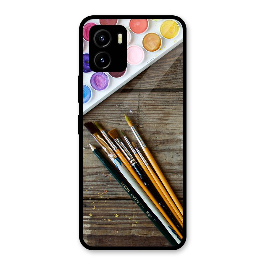 Color Palette and Brush Glass Back Case for Vivo Y15s
