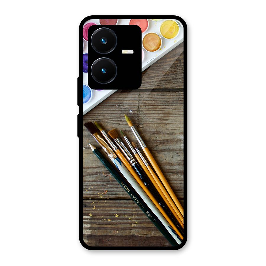 Color Palette and Brush Glass Back Case for Vivo Y22