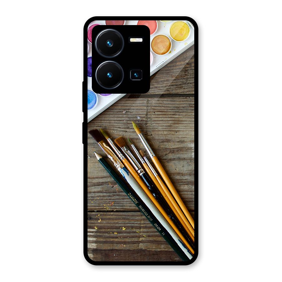 Color Palette and Brush Glass Back Case for Vivo Y35