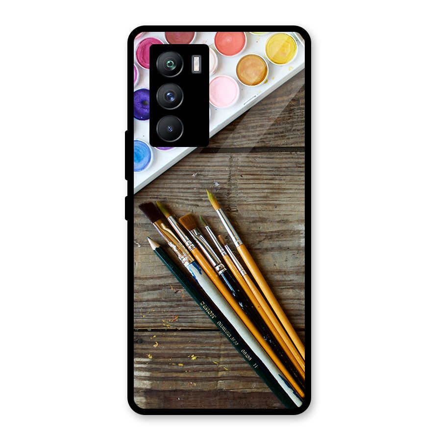 Color Palette and Brush Glass Back Case for Vivo iQOO 9 SE