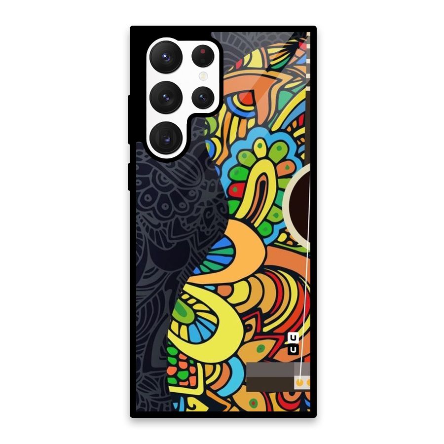 Colored Blocks Glass Back Case for Galaxy S22 Ultra 5G