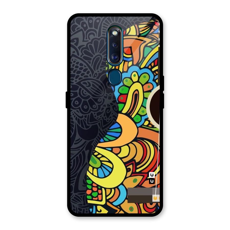Colored Blocks Glass Back Case for Oppo F11 Pro
